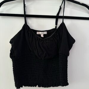 Gianni Bini Black Smocked Crop Camisole